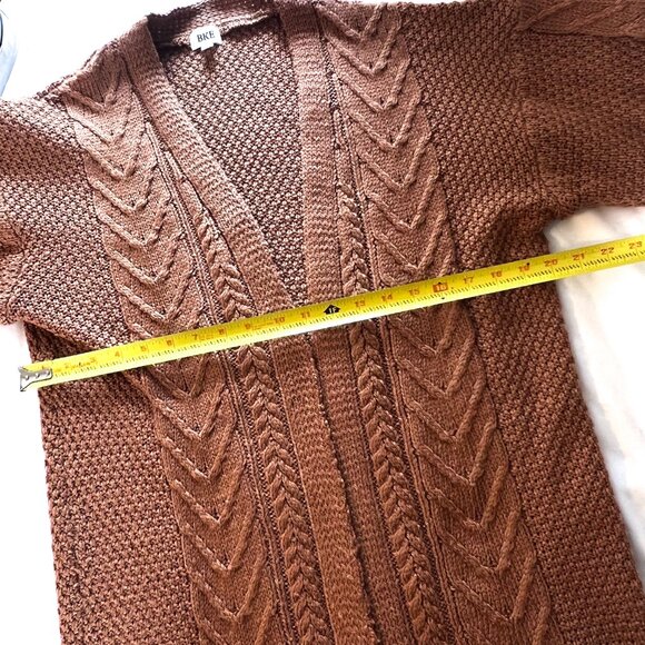 BKE- Buckle- Chunky Knit Cardigan Pecan Cable Knit Long Cardigan Sweater Large - Picture 8 of 11